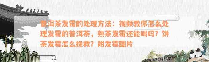 普洱茶发霉的处理方法：视频教你怎么处理发霉的普洱茶，熟茶发霉还能喝吗？饼茶发霉怎么挽救？附发霉图片