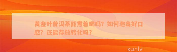 黄金叶普洱茶能煮着喝吗？如何泡出好口感？还能存放转化吗？