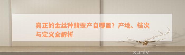 真正的金丝种翡翠产自哪里？产地、档次与定义全解析