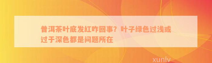 普洱茶叶底发红咋回事？叶子绿色过浅或过于深色都是问题所在