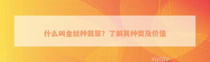 什么叫金丝种翡翠？了解其种类及价值