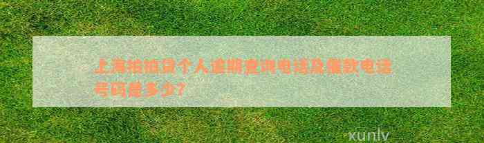 上海拍拍贷个人逾期查询电话及催款电话号码是多少？