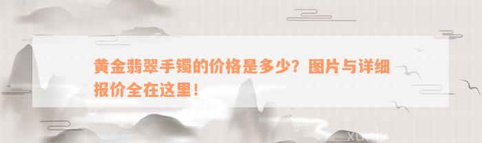 黄金翡翠手镯的价格是多少？图片与详细报价全在这里！