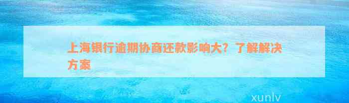 上海银行逾期协商还款影响大？了解解决方案