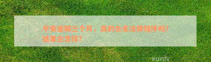 平安逾期三个月，真的会走法律程序吗？结果会怎样？