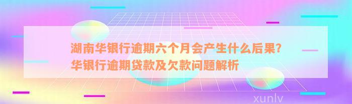 湖南华银行逾期六个月会产生什么后果？华银行逾期贷款及欠款问题解析