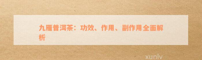 九雁普洱茶：功效、作用、副作用全面解析