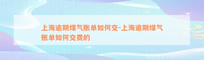 上海逾期煤气账单如何交-上海逾期煤气账单如何交费的