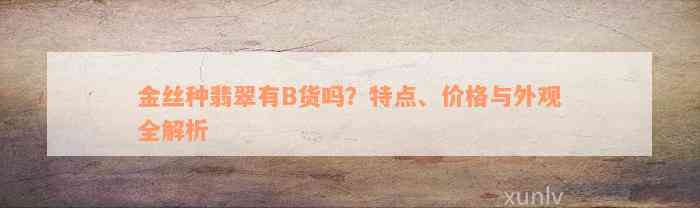 金丝种翡翠有B货吗？特点、价格与外观全解析