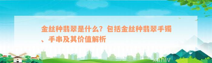 金丝种翡翠是什么？包括金丝种翡翠手镯、手串及其价值解析