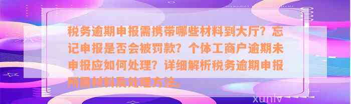 税务逾期申报需携带哪些材料到大厅？忘记申报是否会被罚款？个体工商户逾期未申报应如何处理？详细解析税务逾期申报所需材料及处理方法。