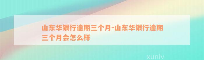 山东华银行逾期三个月-山东华银行逾期三个月会怎么样