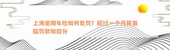 上海逾期年检如何处罚？超过一个月将面临罚款和扣分