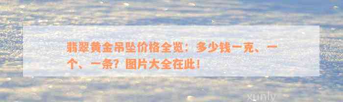 翡翠黄金吊坠价格全览：多少钱一克、一个、一条？图片大全在此！