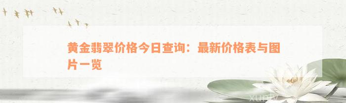 黄金翡翠价格今日查询：最新价格表与图片一览