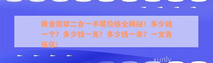 黄金翡翠二合一手镯价格全揭秘！多少钱一个？多少钱一克？多少钱一条？一文告诉你！