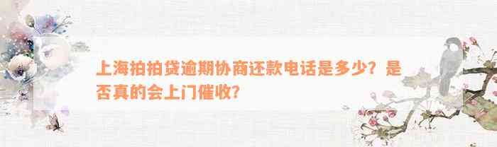 上海拍拍贷逾期协商还款电话是多少？是否真的会上门催收？