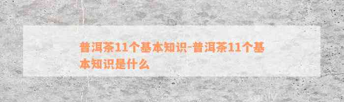 普洱茶11个基本知识-普洱茶11个基本知识是什么