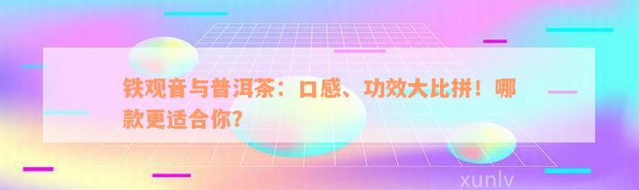 铁观音与普洱茶：口感、功效大比拼！哪款更适合你？