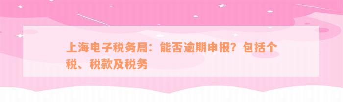 上海电子税务局：能否逾期申报？包括个税、税款及税务