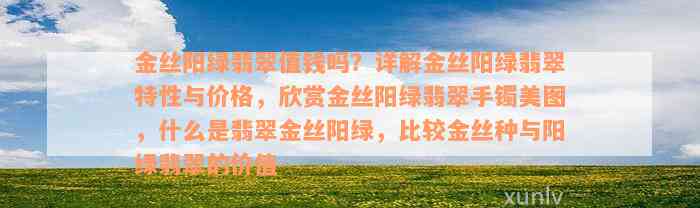 金丝阳绿翡翠值钱吗？详解金丝阳绿翡翠特性与价格，欣赏金丝阳绿翡翠手镯美图，什么是翡翠金丝阳绿，比较金丝种与阳绿翡翠的价值