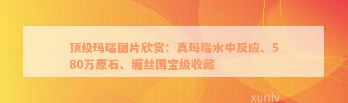 顶级玛瑙图片欣赏：真玛瑙水中反应、580万原石、缠丝国宝级收藏