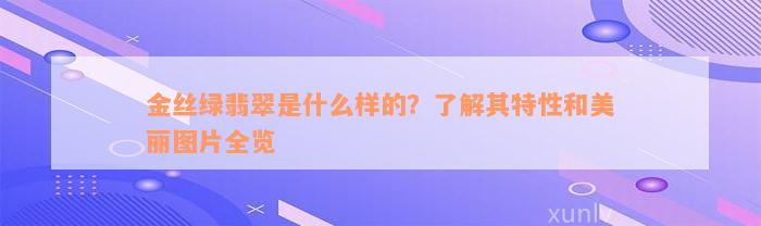 金丝绿翡翠是什么样的？了解其特性和美丽图片全览