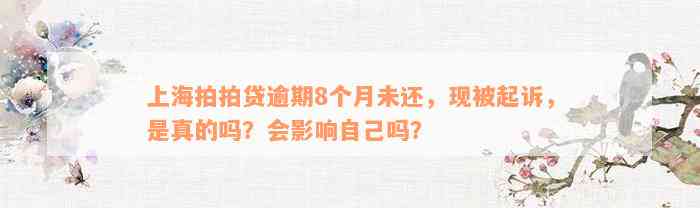 上海拍拍贷逾期8个月未还，现被起诉，是真的吗？会影响自己吗？