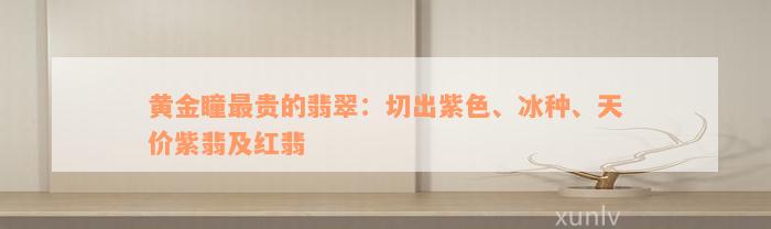 黄金瞳最贵的翡翠：切出紫色、冰种、天价紫翡及红翡