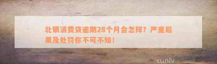 北银消费贷逾期28个月会怎样？严重后果及处罚你不可不知！