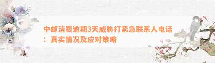 中邮消费逾期3天威胁打紧急联系人电话：真实情况及应对策略