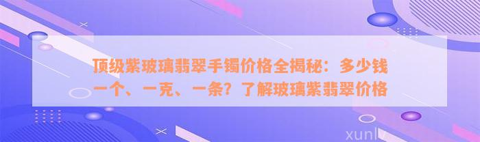 顶级紫玻璃翡翠手镯价格全揭秘：多少钱一个、一克、一条？了解玻璃紫翡翠价格