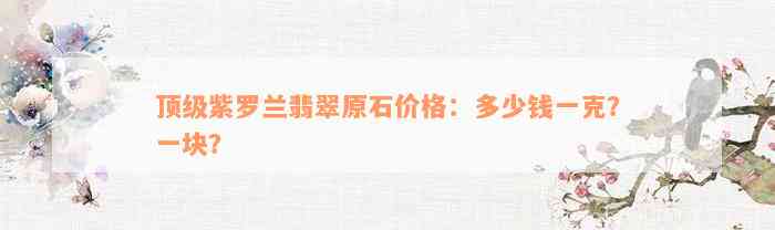 顶级紫罗兰翡翠原石价格：多少钱一克？一块？