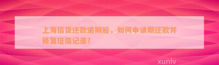 上海信贷还款逾期后，如何申请期还款并修复征信记录？