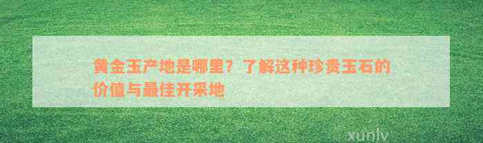 黄金玉产地是哪里？了解这种珍贵玉石的价值与最佳开采地