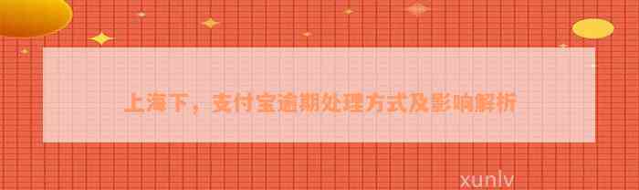 上海下，支付宝逾期处理方式及影响解析