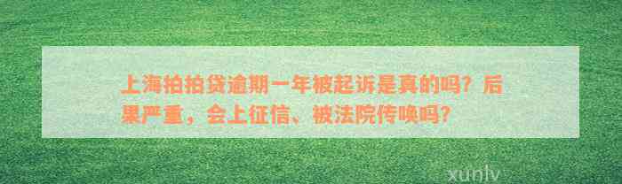 上海拍拍贷逾期一年被起诉是真的吗？后果严重，会上征信、被法院传唤吗？