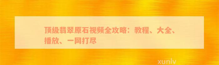 顶级翡翠原石视频全攻略：教程、大全、播放、一网打尽