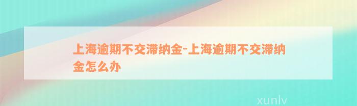 上海逾期不交滞纳金-上海逾期不交滞纳金怎么办