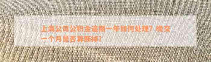 上海公司公积金逾期一年如何处理？晚交一个月是否算断掉？