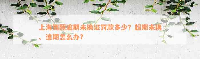 上海驾照逾期未换证罚款多少？超期未换、逾期怎么办？