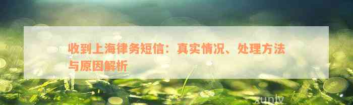 收到上海律务短信：真实情况、处理方法与原因解析