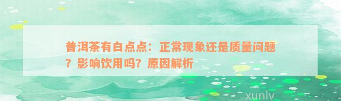 普洱茶有白点点：正常现象还是质量问题？影响饮用吗？原因解析