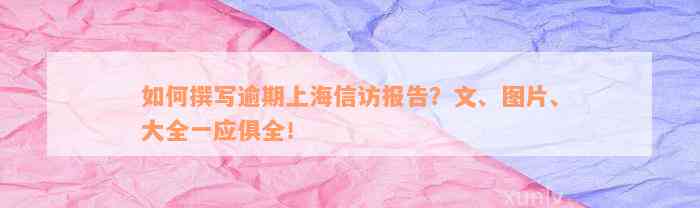 如何撰写逾期上海信访报告？文、图片、大全一应俱全！