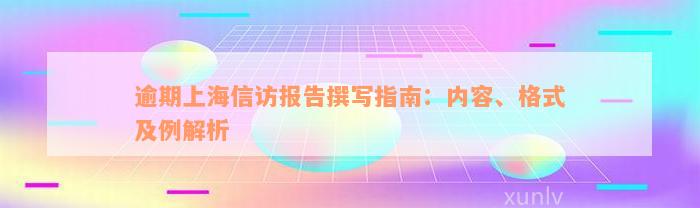 逾期上海信访报告撰写指南：内容、格式及例解析