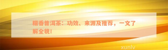 糯香普洱茶：功效、来源及推荐，一文了解全貌！