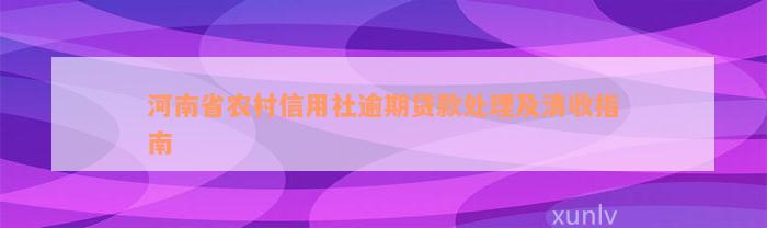 河南省农村信用社逾期贷款处理及清收指南