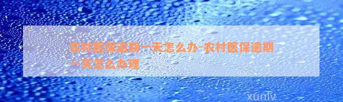 农村医保逾期一天怎么办-农村医保逾期一天怎么办理