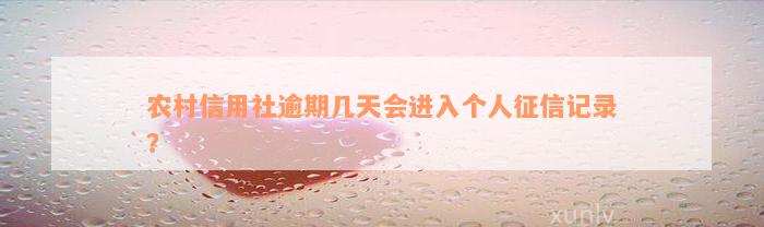 农村信用社逾期几天会进入个人征信记录？