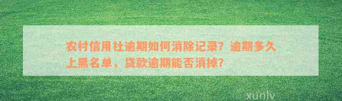 农村信用社逾期如何消除记录？逾期多久上黑名单，贷款逾期能否消掉？